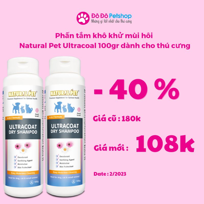 Sale 40 Date T2/23 Natural Pet Ultracoat dry shampoo for dog, cat
