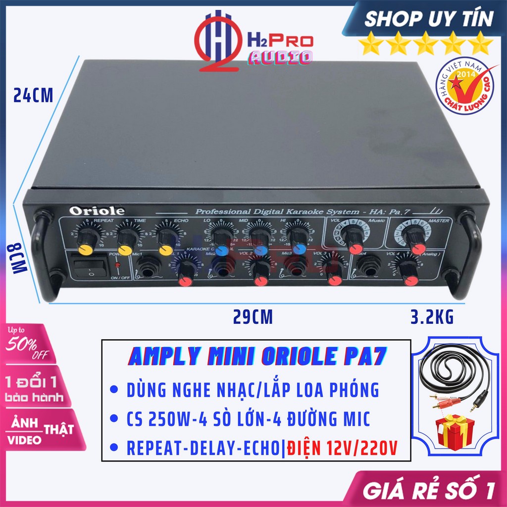 Âm Ly Mini Oriole Pa7 Công Suất Lớn 250W Dùng Loa Phóng Thanh, 4 Sò Lớn ...