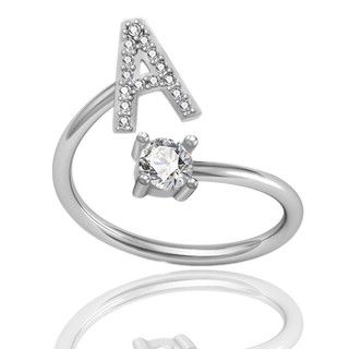 nhẫn chữ cái đính đá , free size , ai đeo cũng vừa đẹp - jena sliver