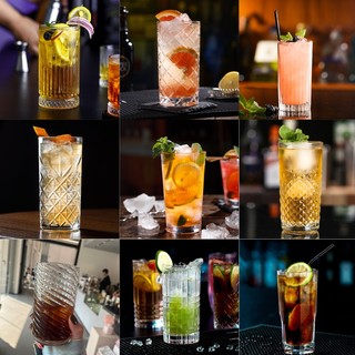 Bộ 6 Ly thủy tinh hiball cao, cốc thủy tinh chịu nhiệt phù hợp uống soda, nước ép, đồ uống có cồn