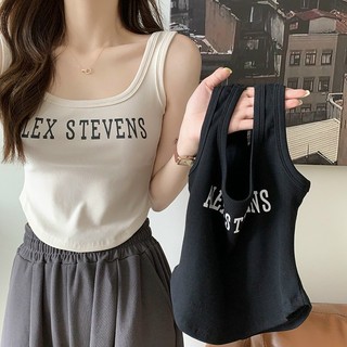 Áo Lót Bra Nữ Cotton Tăm In Chữ Trước Ngực Dáng Vạt Tròn Cá Tính mã 858