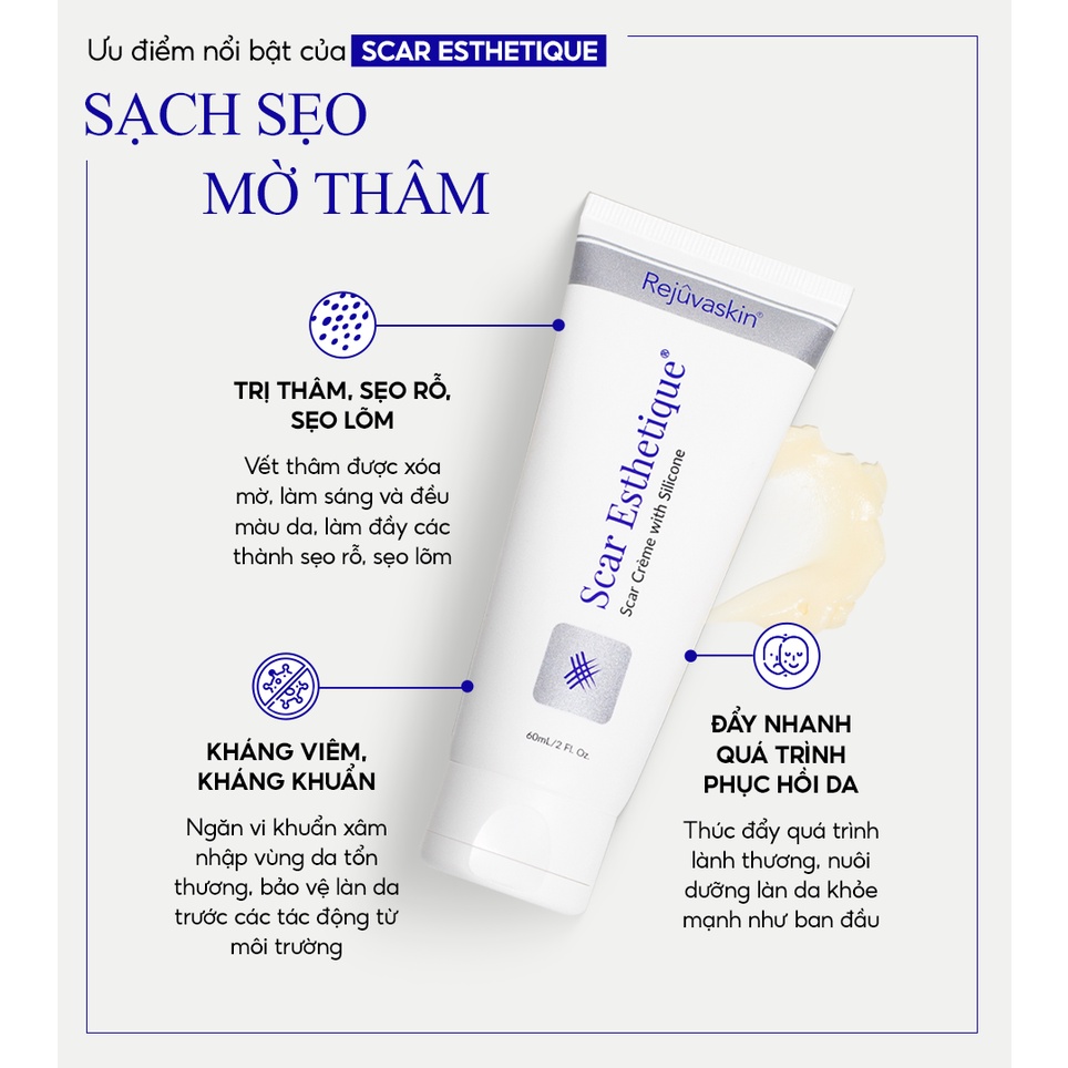 Ảnh Kem làm mờ sẹo thâm, lấp đầy sẹo rỗ, lõm Scar Esthetique REJUVASKIN 30ml 2