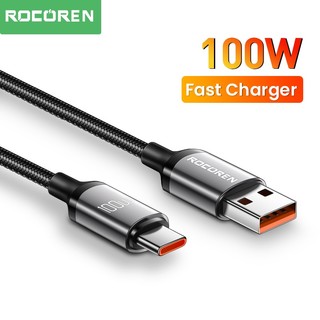 Cáp sạc nhanh Rocoren USB Type C 100W cho Xiaomi Poco F4 F3 Realme Huawei 7A