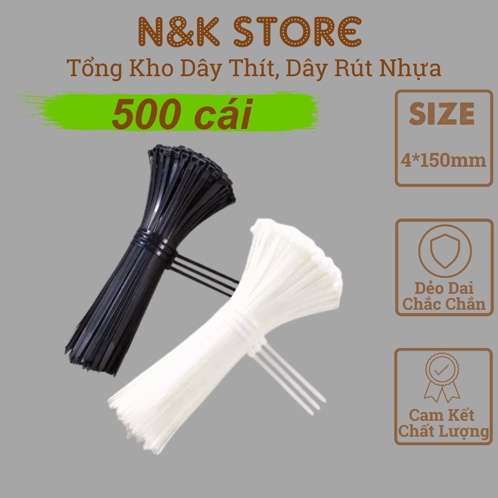 Bịch 400c dây thít nhựa 4x150mm, dây rút dài 15cm, lạt nhựa buộc bền chặt