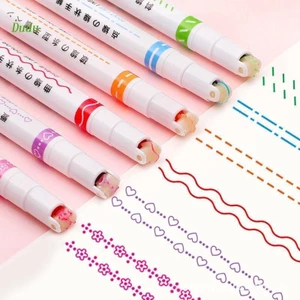 Set 6 Bút Đánh Dấu Nhiều Họa Tiết Nhiều Màu Sắc Dùng Trang Trí Sổ Tay DIY