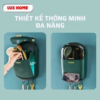 Hộp đựng đũa muỗng có nắp đậy gắn tường, ống đựng đũa treo tường chống bụi tích hợp móc treo
