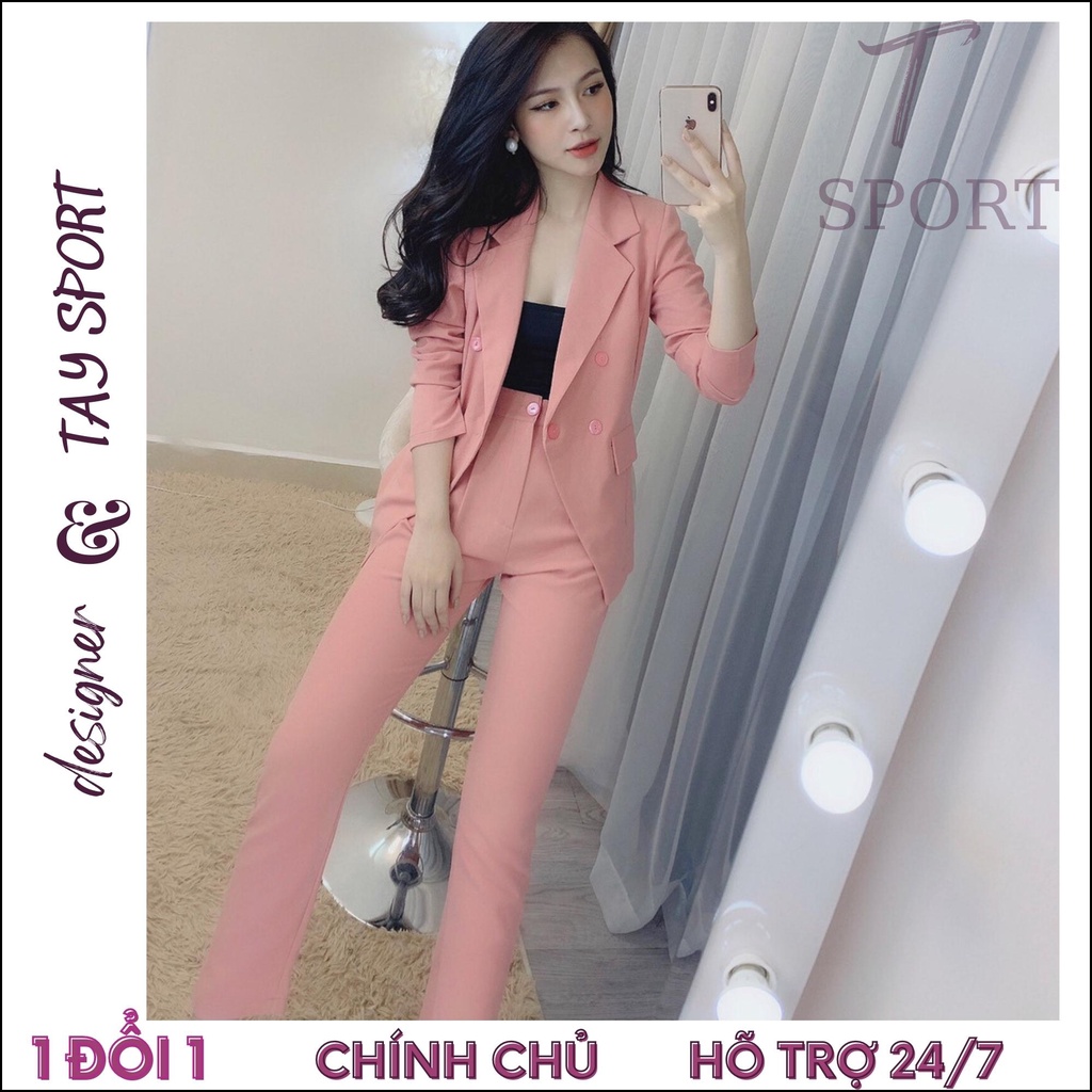 Set bộ vest áo blazer kèm quần dài chất liệu cao cấp, mặc đi làm, đi chơi, đi tiệc sang trọng, trẻ trung, không kén tuổi
