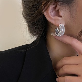 Khuyên Tai Hình Chữ c Đính Đá Phong Cách Âu Mỹ Độc Đáo Mới