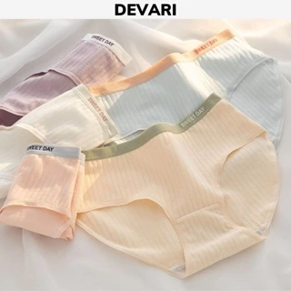 Quần lót nữ cotton kháng khuẩn, Quần chíp kẻ sọc dễ thương cạp vừa tôn dáng gợi cảm DEVARI L0763
