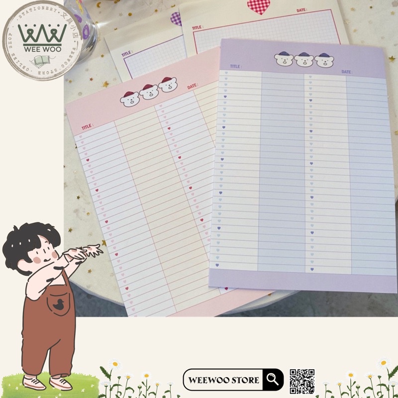 Tập giấy note ghi chú học từ vựng Word List khổ B5 hình gấu pastel dễ ...