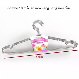 Combo 10 Móc Treo , Phơi Quần Áo Inox 304 Cực Sáng Bóng 42cm Gía Trị Vĩnh Viễn Hàng Nhập Khẩu.