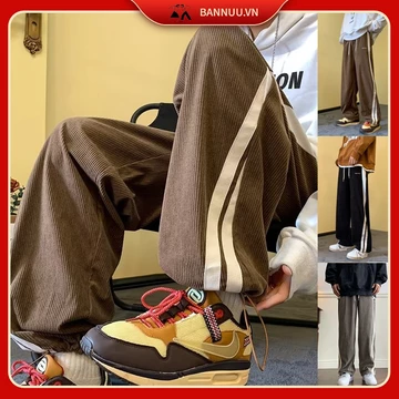 Quần nhung tăm Thời Trang quần tây nam Cá Tính Dành quần ống rộng Nam Nữ phong cách Hàn Quốc from rộng quần dài nam