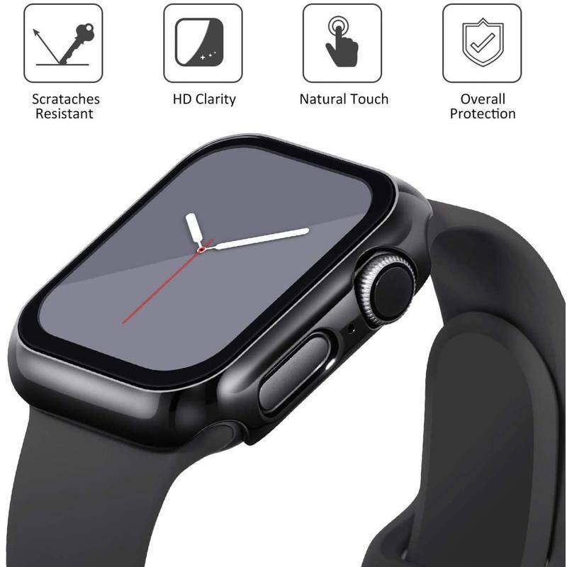 Ốp Lưng Toàn Diện 360 Ốp Lưng Cứng Mờ Cho Apple Watch Series 9 8 7 6 5 4 3 2 1 SE SE2 Vỏ Kính Cường Lực Cho iWatch 45mm 41mm 44mm 40mm 42mm 38mm