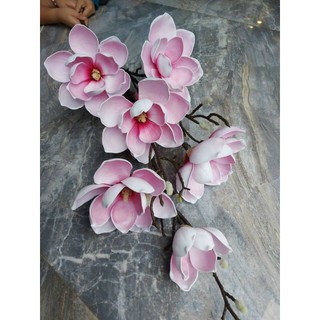 Hoa giả hoa mộc lan giả size đại cao cấp chất liệu xốp cao cấp 6 bông hoa trang trí hoa decor