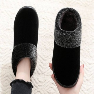 Giày Vải Cotton Lót Lông Cừu Dày Dặn Ấm Áp Chống Trượt Thời Trang Mùa Đông Cho Nữ Trung Niên