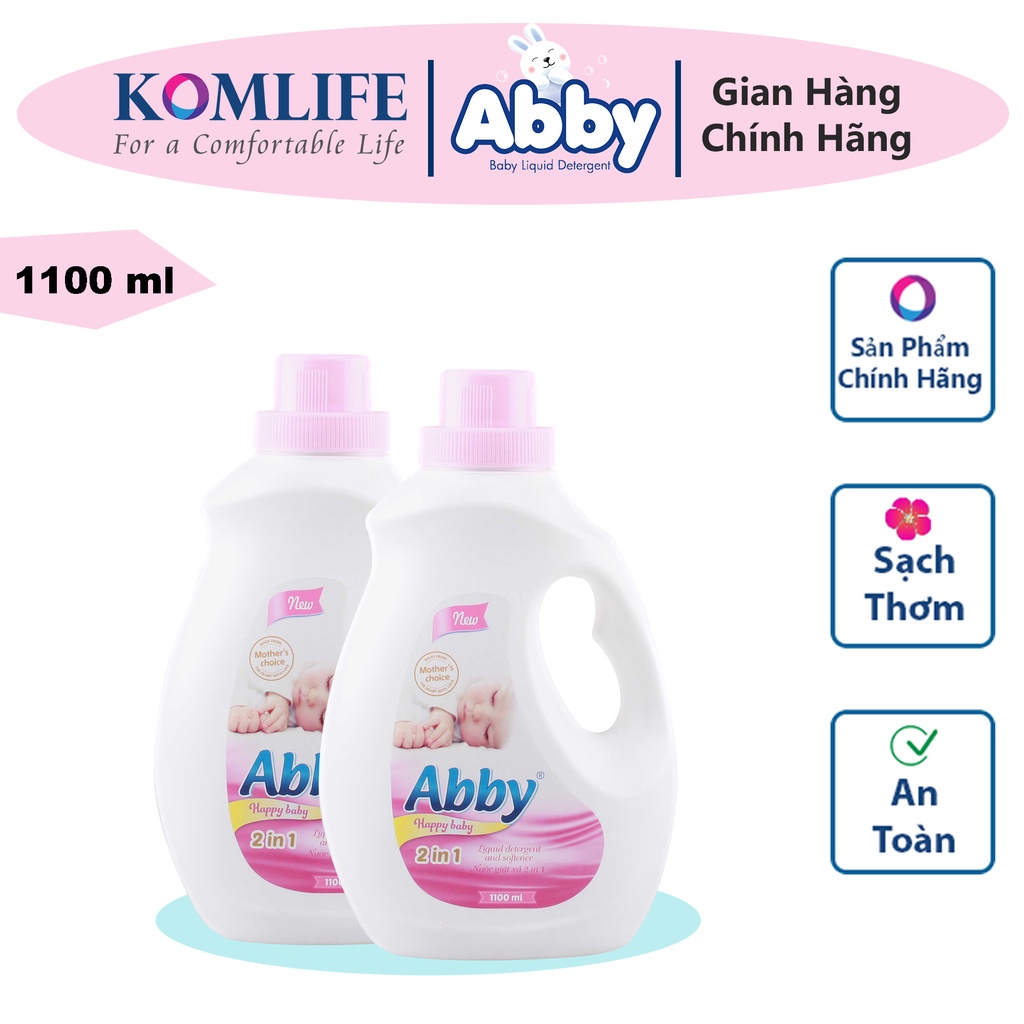 [Mã BMLTA35 giảm đến 35K đơn 99K] Nước giặt xả mẹ và bé ABBY Hồng 1100ml an toàn mềm mại