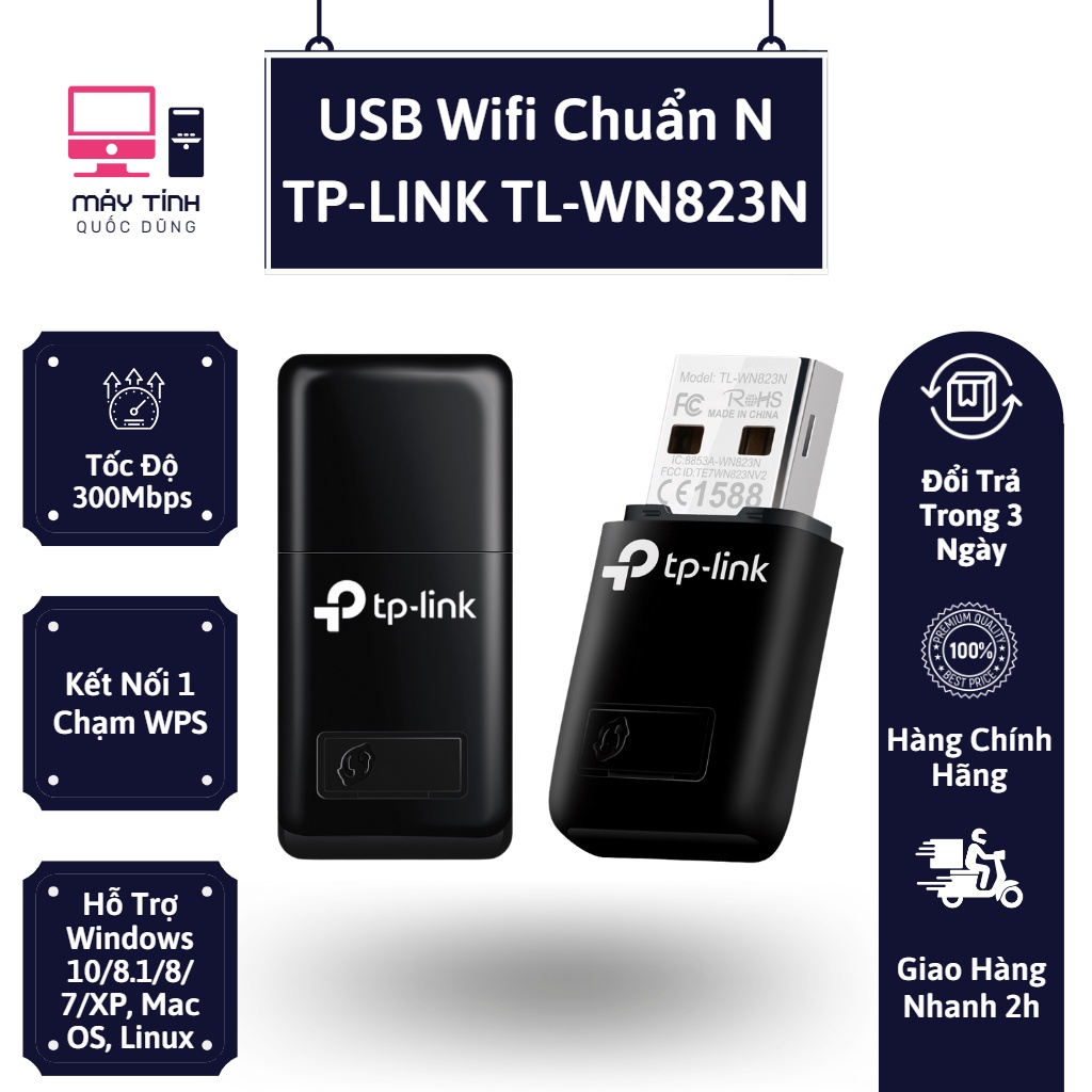 CLE WIFI / BLUETOOTH Tp Link Adaptateur USB WiFi N 300 Mbps - Mini Clé USB  WiFi N300 TL-WN823N