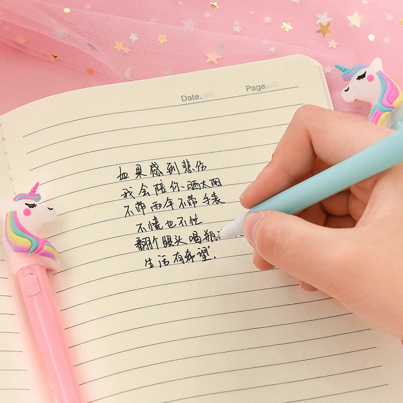 Bút gel xanh đen mẫu unicorn dễ thương cute