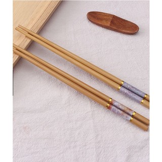 (Set 10 đôi) Đũa Gỗ Cao Cấp Viền Vân Đá Đẹp Mắt