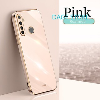 Ốp Điện Thoại Mềm Viền Thẳng Màu Trơn 6D Cho Realme 5 5i 5s 6i