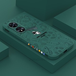 ốp lưng oppo a97 5g Ốp Điện Thoại Silicone TPU Mềm Họa Tiết Phi Hành Gia Có Dây Đeo Cho oppo a97 5g