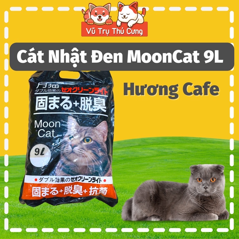 (1 tải 6 bao) Cát Nhật đen MoonCat 9L chính hãng, Cát vệ sinh cho mèo khử mùi, vón cục tốt