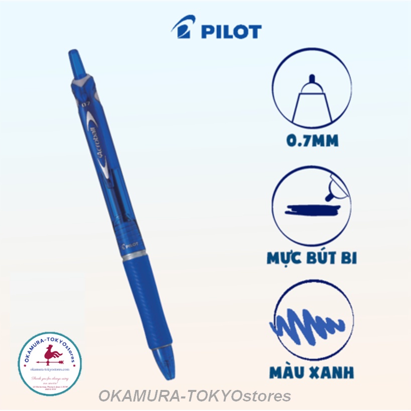 Bút bi mực xanh Acroball, Bút bi Pilot ngòi viết êm phù hợp