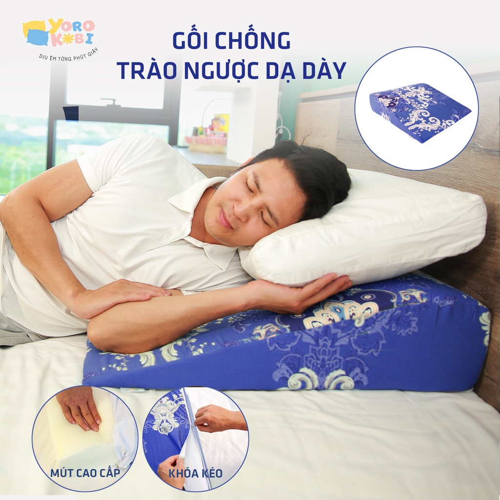 Ảnh Gối chống trào ngược YOROKOBI bo tròn đỉnh giúp giảm ợ chua, trào ngược, xoang chống ngáy 1