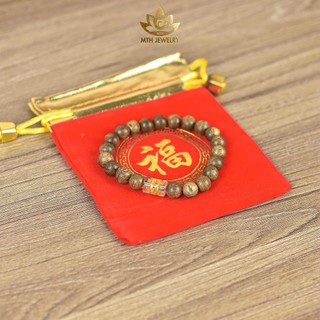 Vòng Tay Trầm Hương Tròn Đơn Đính Đá Trụ Ngọc Omani Trợ Mệnh 6/7/8/10mm - Mộc Trầm Hương MTH