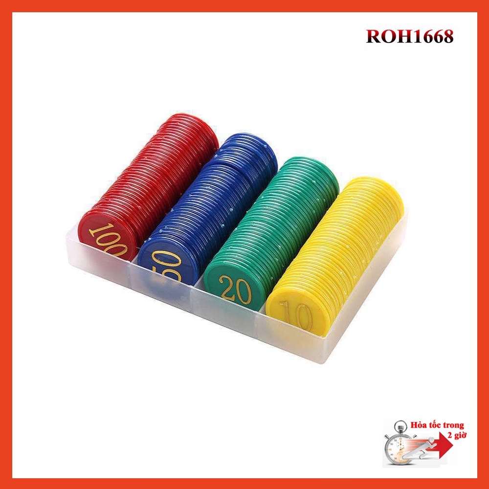 Bộ chip phỉnh 160 chip, phỉnh poker loại nhựa có số có kèm hộp nhựa ...
