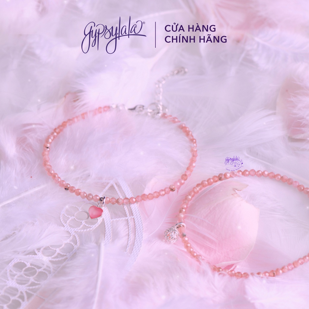 Ảnh Vòng Tay Đá Đào Hoa Mini Thô Thiên Nhiên Charm Bạc 925 Tình Duyên SP005548 Gypsy.lala 1
