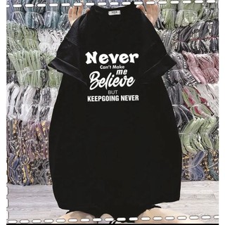 Áo thun nữ form rộng dấu quần chất liệu tuyết nhung dày dặn in chữ never beliver hotrend 2023