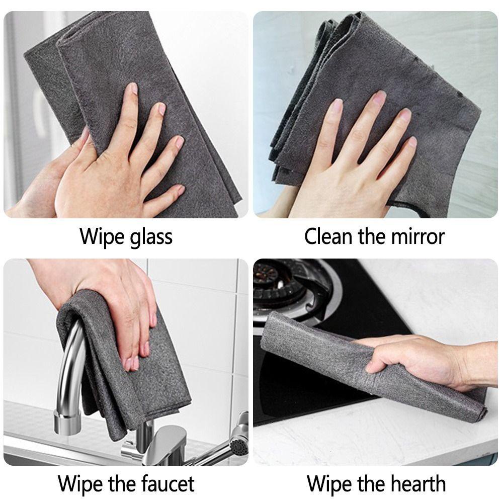 BORAGETE 3 Chiếc Không Dấu Vết Kính Vệ Sinh Vải Hộ Gia Đình Không Có Dấu Vết Dày Khăn Ăn
