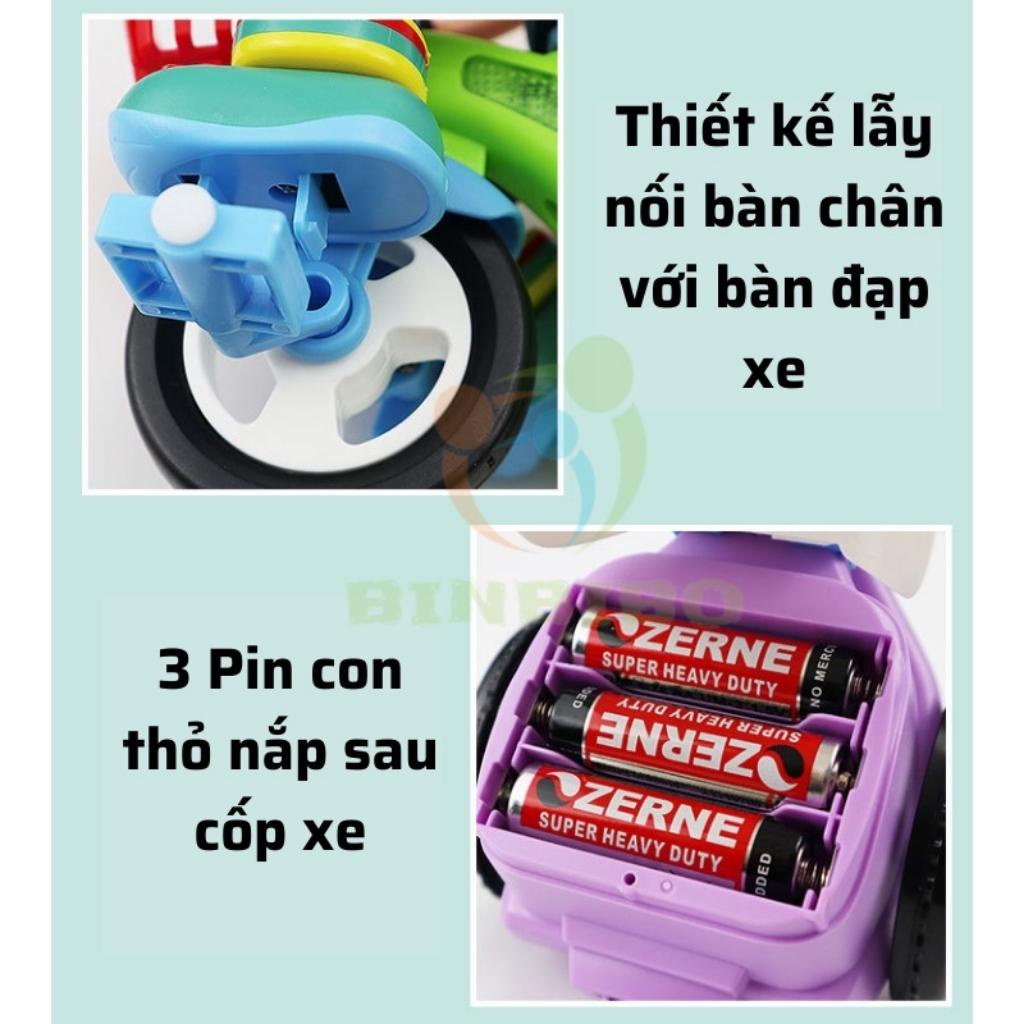 Đồ chơi em bé đi xe đạp xoay 360 độ có đèn và nhạc cực hay cho bé - Binbibo