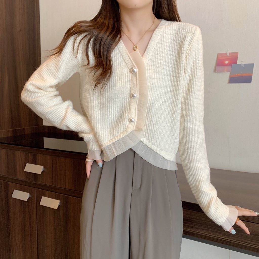Áo Cardigan Dệt Kim Dáng Suông Plus Size Thời Trang Pháp Cho Nữ
