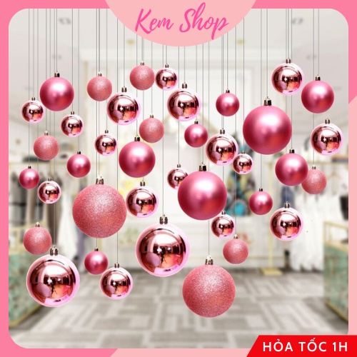 Set 3 quả châu trang trí Noel Giáng sinh Christmas size 4/6/8cm nhiều màu sắc - Kem Shop K284