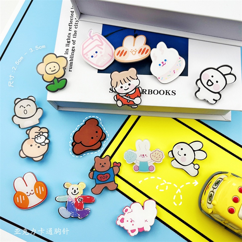 Combo 10 Huy hiệu ghim pin cài áo ba lô hoạt hình 2,5cm 3cm