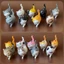 Set 9 mèo bi đi bộ dễ thương trang trí bàn làm việc, bàn học, tủ sách