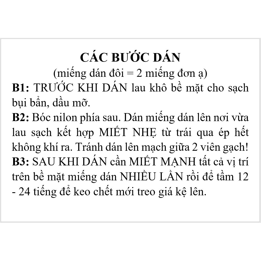 Combo 2 Miếng dán thay thế - dự phòng dùng cho giá kệ nhà tắm, nhà bếp dán tường, kệ gia vị dán tường, Dán siêu dính