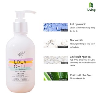 Kem dưỡng trắng da body Louv Cell Crystal Whitening Body Lotion 120ml 250ml