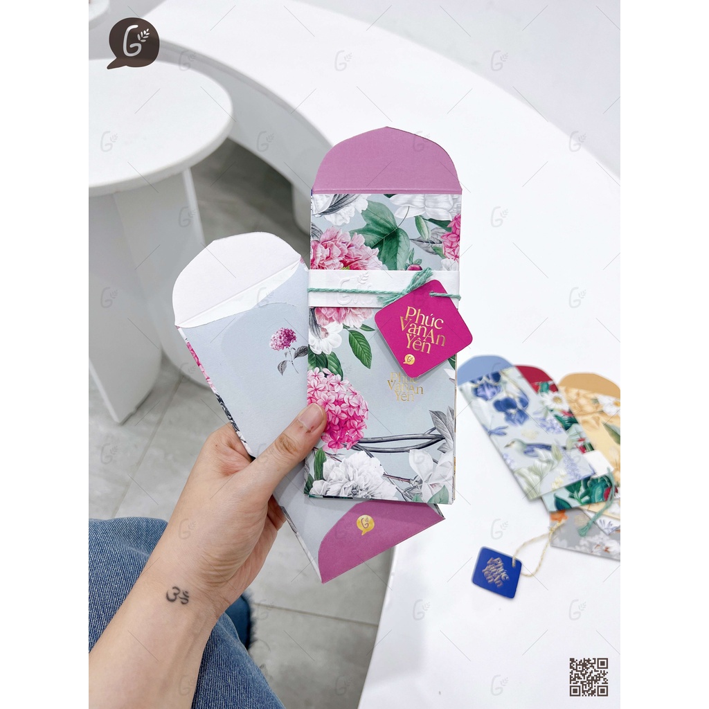 Combo 4 set lì xì Phúc Vinh Khải Hoàn cao cấp Gác xép chất liệu Kraft nhật nhập khẩu họa tiết hoa văn vinatage Tết 2025