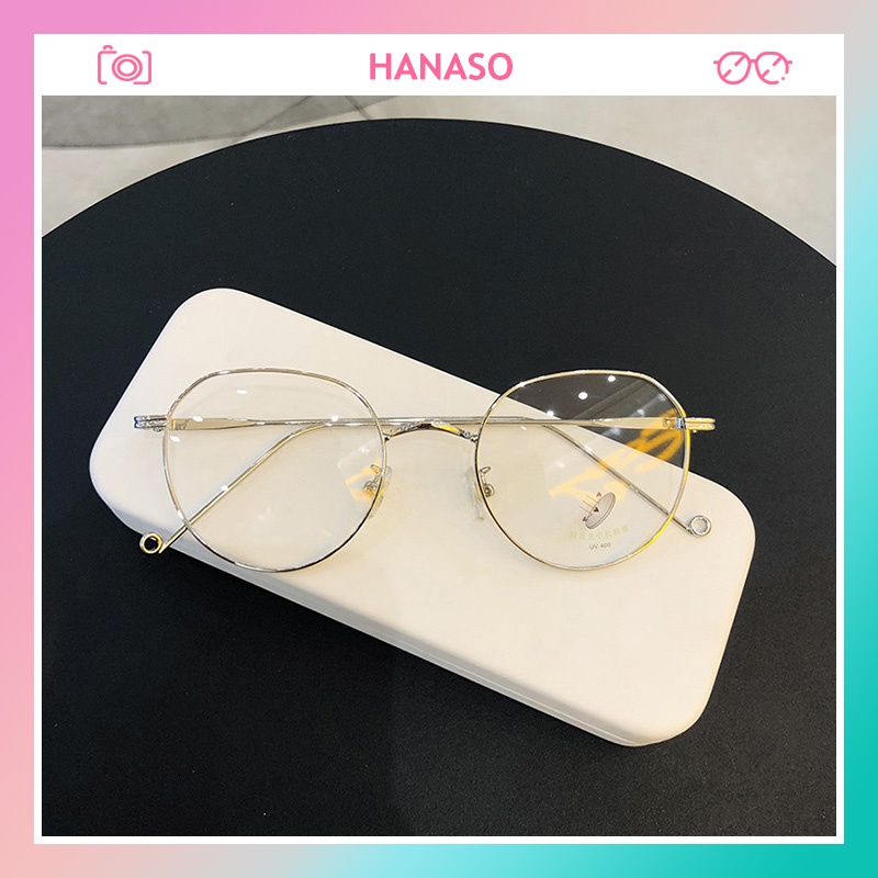 Gọng kính cận nữ nam Jennie Blackpink Hàn Quốc mắt tròn cá tính kính giả cận chống tia UV thời trang giá rẻ HANASO 129