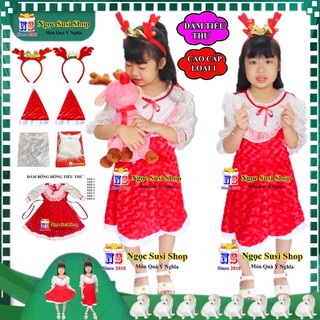 BỘ ĐẦM NOEL ĐẦM BÔNG HỒNG TIỂU THƯ CHO BÉ GÁI TỪ 1 - 8 TUỔI CAO CẤP - BỘ ĐẦM VÁY NOEL GIÁNG SINH CHO BÉ GÁI