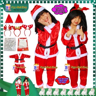 BỘ ĐỒ NOEL CHO BÉ CHẤT VẢI NHUNG CAO CẤP TỪ 1 - 10 TUỔI - QUẦN ÁO ÔNG GIÀ NOEL MẶC ĐI CHƠI CHỤP ẢNH