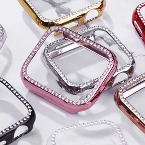 Ốp Lưng Bling Cho Apple Watch Series 8 7 6 5 4 3 2 1 SE SE2 Kim Cương Pha Lê Kim Cương Giả Ốp Lưng Vỏ Cứng PC Bảo Vệ Cho iWatch 45mm 41mm 44mm 42mm 40mm 38mm