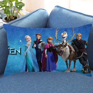 Vỏ gối họa tiết Elsa và Anna Frozen, Vỏ gối hình chữ nhật bằng Polyester in một mặt, Trang trí nhà cửa, Quà tặng trẻ em (không có lõi gối)