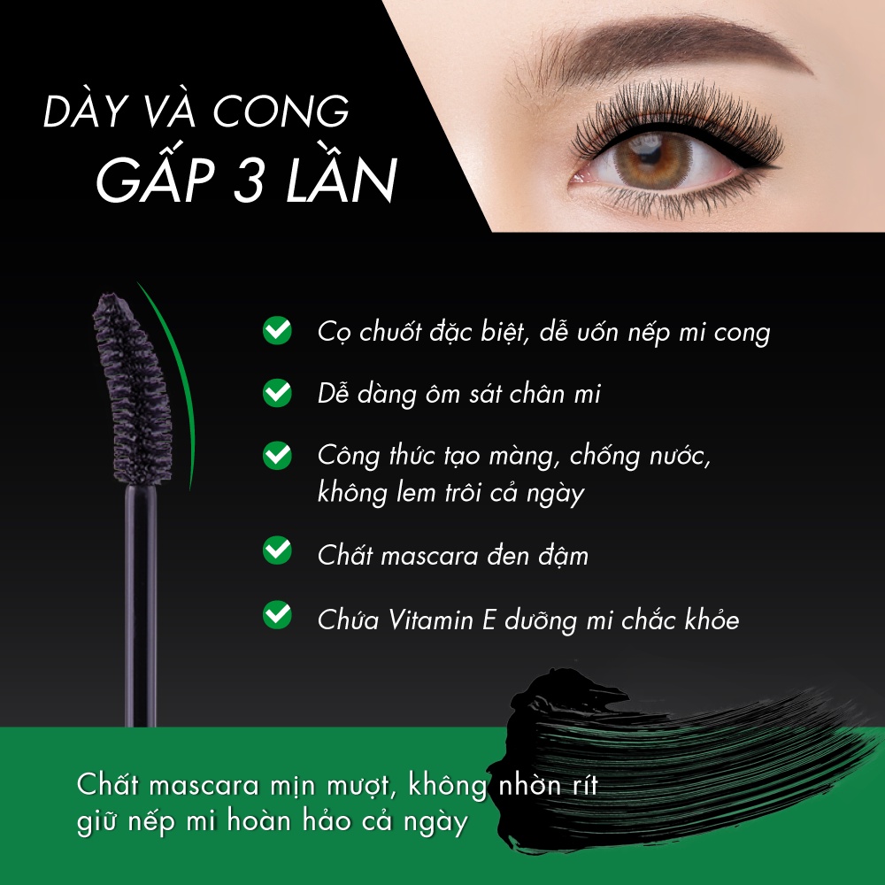 Ảnh Mascara Browit Siêu Tơi Dày Gấp 3 Lần, Chất Đen Đậm Không Vón Cục  Lift & Lock Mascara Sexy Black 4