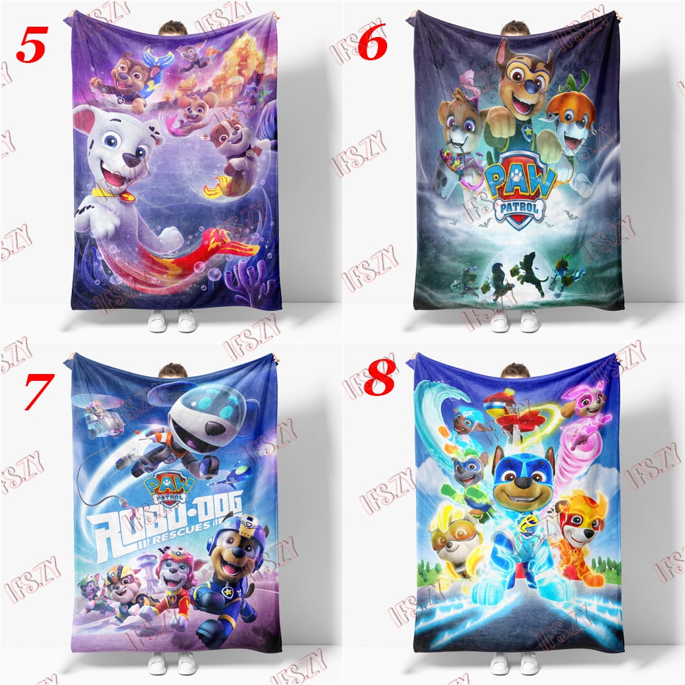 Chăn flannel Đơn Điều Hòa Không Khí In Hình paw patrol 4 Kích Thước Cho Bé