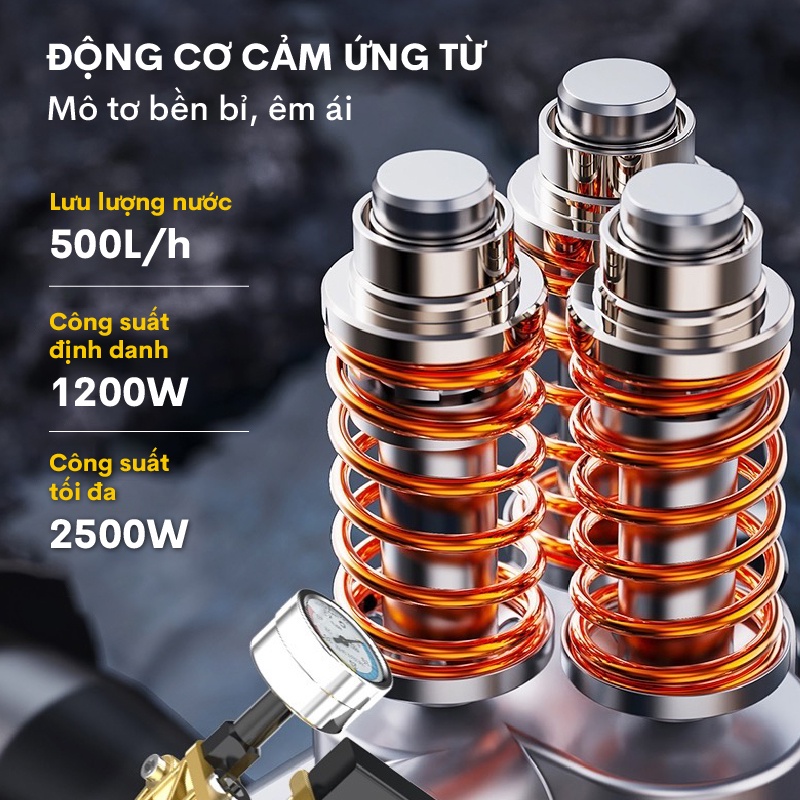 Máy rửa xe mô tơ cảm ứng từ áp lực cao FUJI, bơm tăng áp lực nước chống giật rửa xe sạch