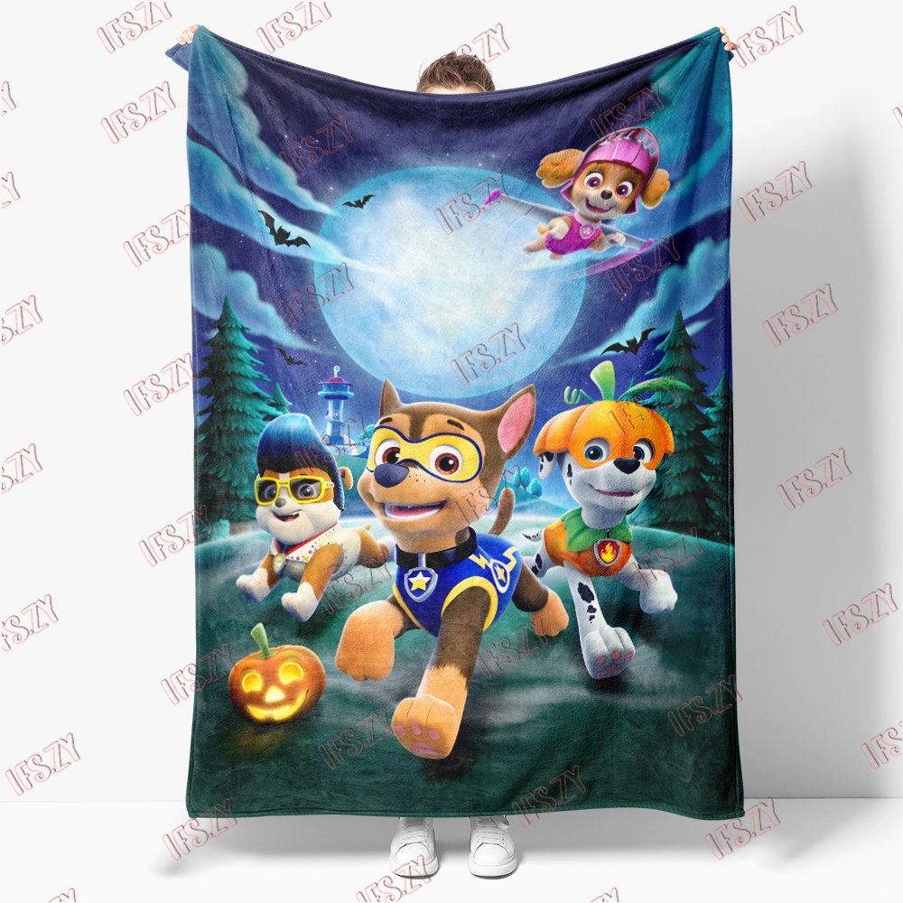Chăn flannel Đơn Điều Hòa Không Khí In Hình paw patrol 4 Kích Thước Cho Bé